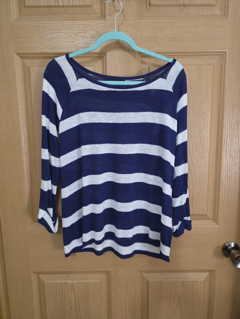 Attention Navy & White Striped Lightweight Sweater